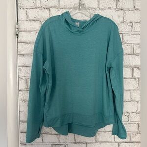 90 Degree By Reflex Women's teal Seafoam blue green hooded tee Pullover Size S